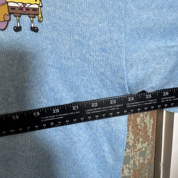 Spongebob Squarepants Dream Team Sweater Light Blue 1/4 Zip No Size Tag READ - Picture 8 of 8